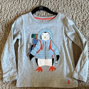 Joules Gray Long Sleeve Shirt with Penguin Design